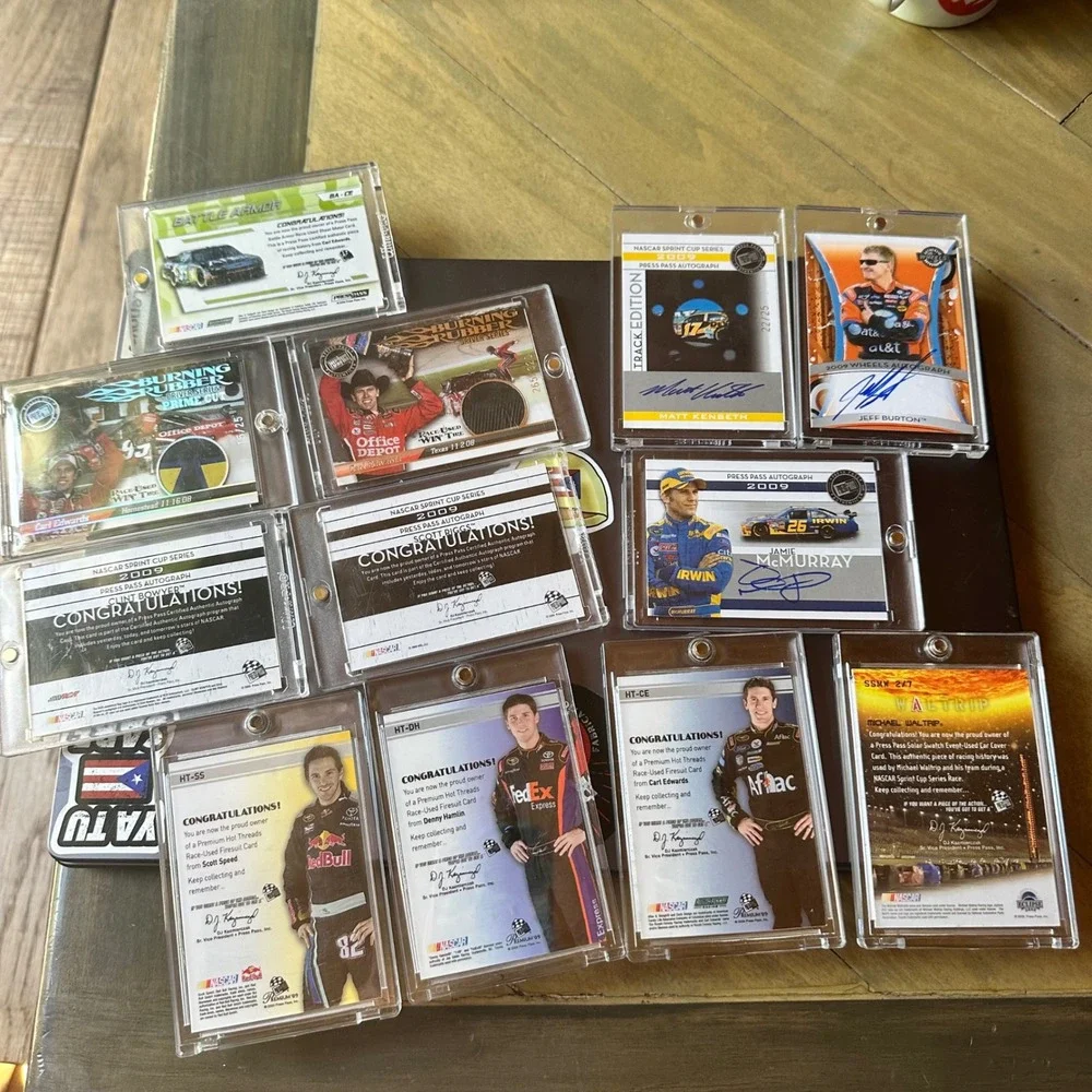 13pc 2009 NASCAR Card Lot Autographs Relics Kenseth Edwards Hamlin Waltrip